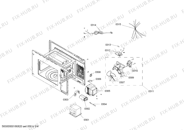 Взрыв-схема микроволновой печи Bosch HMT75G654 - Схема узла 03