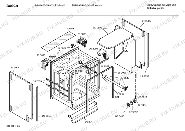 Взрыв-схема посудомоечной машины Bosch SHI49A55 Silence comfort - Схема узла 03