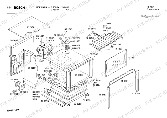 Взрыв-схема плиты (духовки) Bosch 0750141155 HEE650N - Схема узла 02