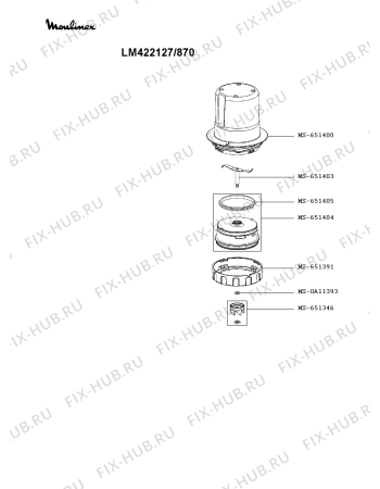 Взрыв-схема блендера (миксера) Moulinex LM422127/870 - Схема узла LP005970.9P3