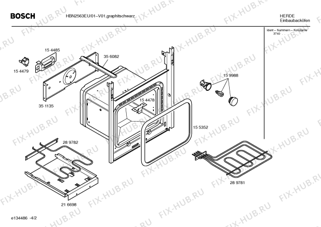 Взрыв-схема плиты (духовки) Bosch HBN2563EU HBN2563eu/01 - Схема узла 02