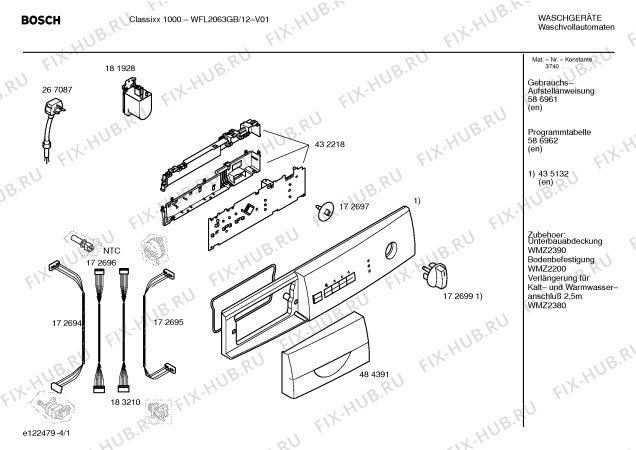 Схема №1 WFL2062GB Classixx 1000 с изображением Ручка для стиральной машины Bosch 00484391