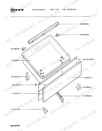 Схема №2 195301236 1344.11LHCS с изображением Направляющая для плиты (духовки) Bosch 00023578