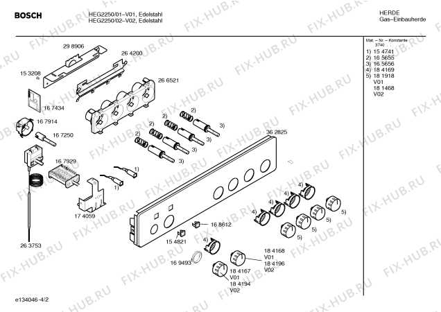Схема №1 HEG2251 с изображением Панель управления для электропечи Bosch 00362825