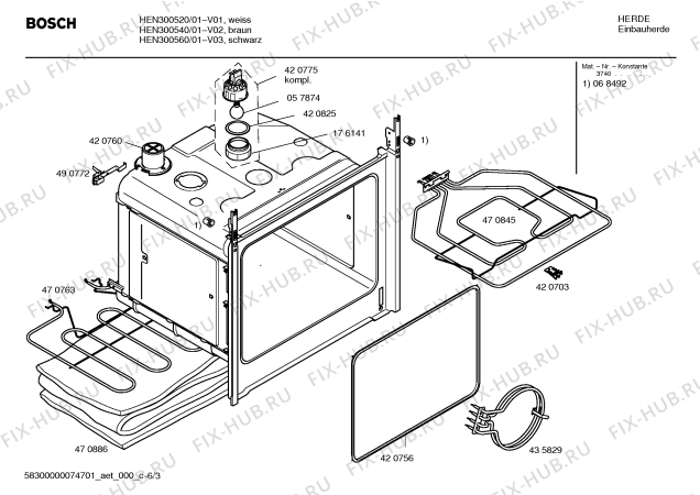Схема №5 HEN300560C с изображением Панель управления для плиты (духовки) Bosch 00437512