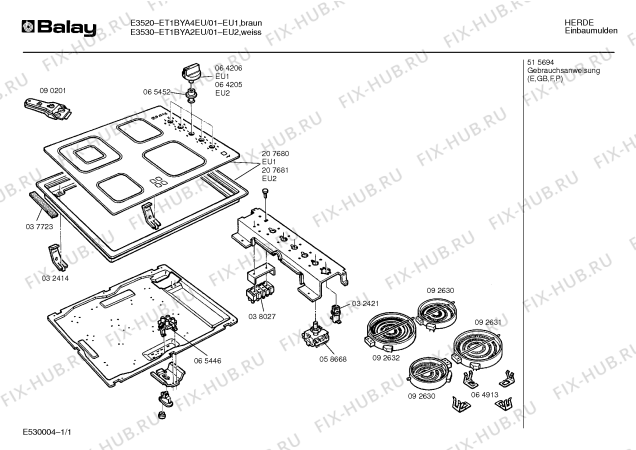 Схема №1 ET1BYA4EU с изображением Стеклокерамика для электропечи Bosch 00207680