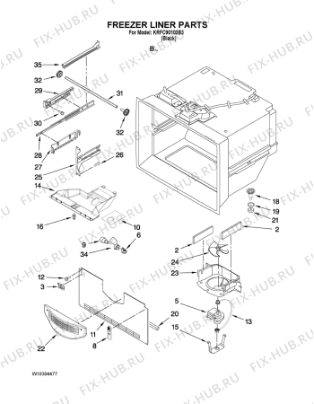 Схема №1 KRFC - 9010  B с изображением Колесико для холодильной камеры Whirlpool 482000021548