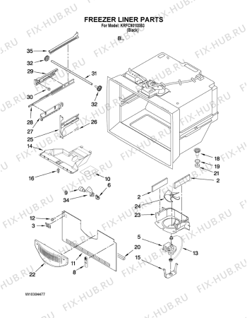 Схема №1 KRFC - 9010  B с изображением Запчасть для холодильника Whirlpool 482000021627