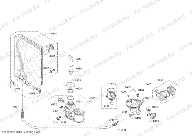 Взрыв-схема посудомоечной машины Bosch SPS53M88EU Super Silence - Схема узла 04