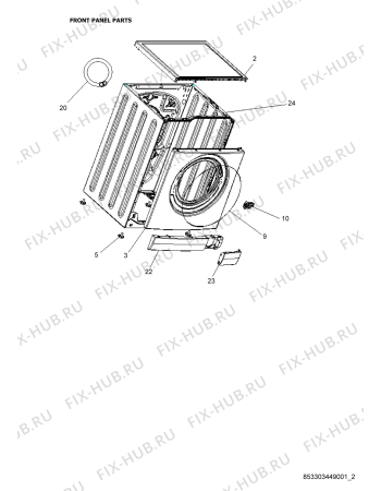 Схема №3 AWO 3760 с изображением Наклейка для стиралки Whirlpool 482000009968