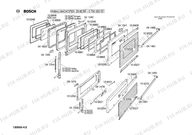 Взрыв-схема плиты (духовки) Bosch 0750452021 EB60ER - Схема узла 02