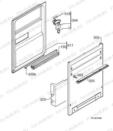 Взрыв-схема посудомоечной машины Juno Electrolux JSI65450E - Схема узла Door 003