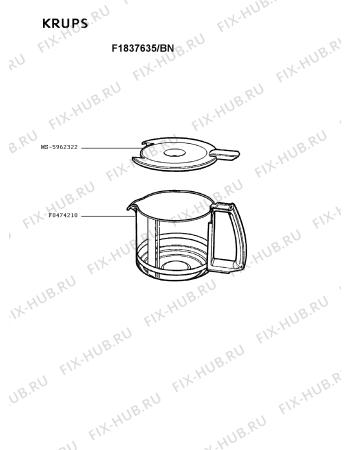 Взрыв-схема кофеварки (кофемашины) Krups F1837635/BN - Схема узла 5P003776.9P2