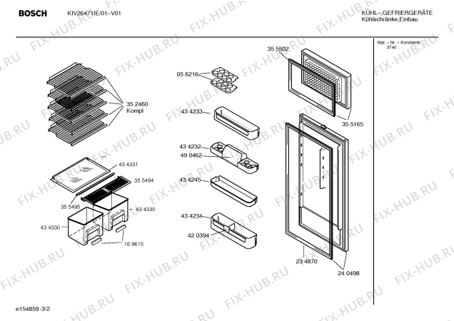 Взрыв-схема холодильника Bosch KIV26471IE - Схема узла 02