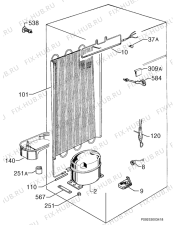 Взрыв-схема холодильника Zanussi Z19/4R - Схема узла Cooling system 017