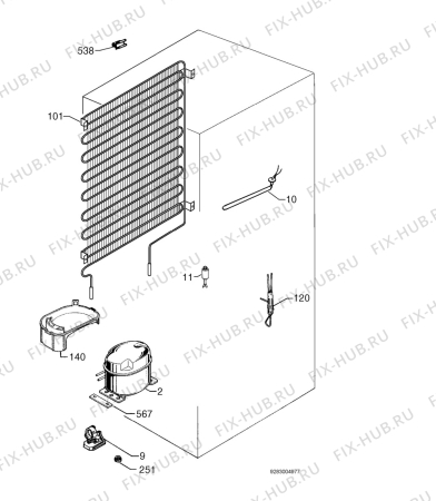 Взрыв-схема холодильника Electrolux ERB3369 - Схема узла Cooling system 017