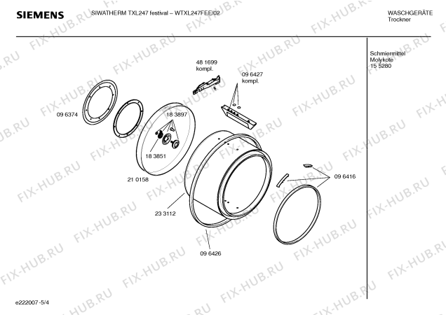 Взрыв-схема сушильной машины Siemens WTXL247FEE SIWATHERM TXL247 festival - Схема узла 04