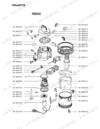Взрыв-схема пылесоса Rowenta RB820 - Схема узла RB820___.AT1