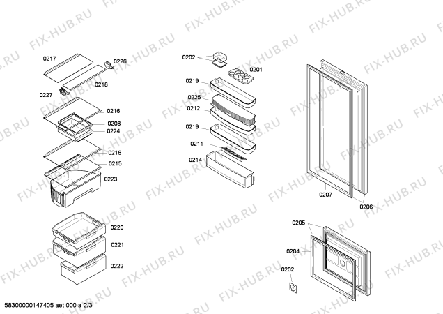 Схема №1 K8514X6FF с изображением Дверь для холодильной камеры Bosch 00244172