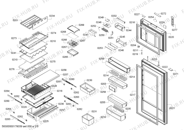 Взрыв-схема холодильника Bosch KDN56SQ40N - Схема узла 02