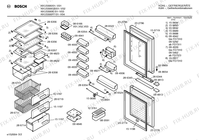 Схема №2 KKU3200 с изображением Передняя панель для холодильной камеры Bosch 00286724