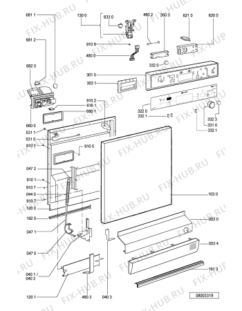 Схема №1 GSFE 1688 WS с изображением Обшивка для посудомойки Whirlpool 481245372302