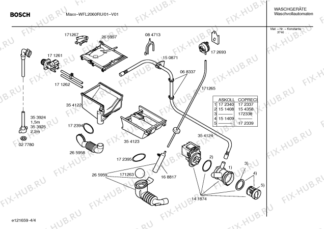 Схема №2 WFL2060RU WFL2060 с изображением Таблица программ для стиралки Bosch 00523683