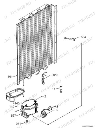 Взрыв-схема холодильника Juno Electrolux JDN44140 - Схема узла Cooling system 017