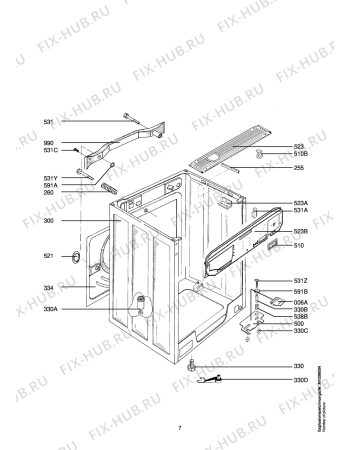 Взрыв-схема стиральной машины Aeg LAVR2550F - Схема узла Housing 001