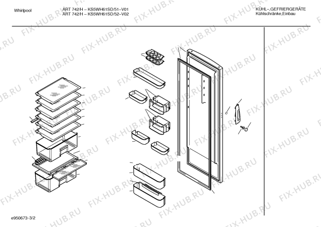 Схема №2 KS5WH61SD с изображением Поднос для холодильной камеры Bosch 00268468