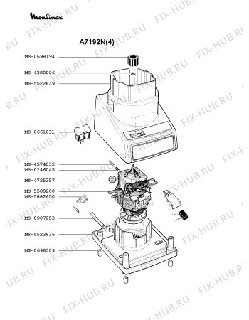 Взрыв-схема блендера (миксера) Moulinex A7192N(4) - Схема узла AP001163.8P2
