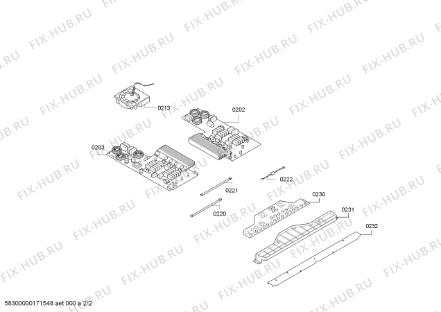 Взрыв-схема плиты (духовки) Bosch PIB651N17E IH6.1 - Standard + brater - Схема узла 02
