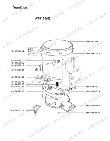 Взрыв-схема тостера (фритюрницы) Moulinex AT5158(0) - Схема узла MP002115.4P3
