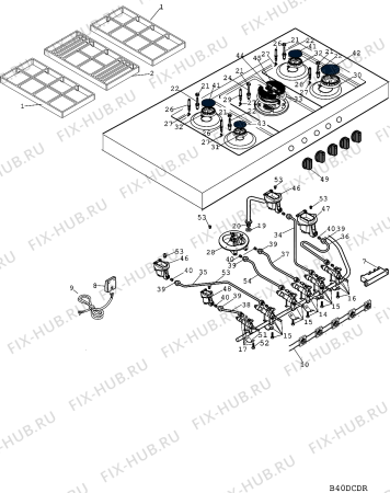 Взрыв-схема плиты (духовки) SCHOLTES BQ40DCDRERN1 (F038139) - Схема узла