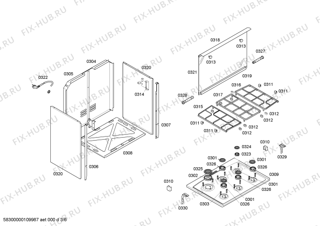 Взрыв-схема плиты (духовки) Bosch HSK14I80EH P2 INOX 6Q - Схема узла 03