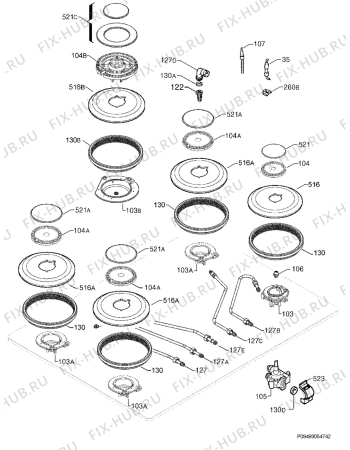 Взрыв-схема плиты (духовки) Electrolux EHT70835K - Схема узла Functional parts