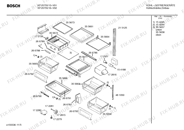 Схема №5 KFU5755 с изображением Панель для холодильной камеры Bosch 00439840