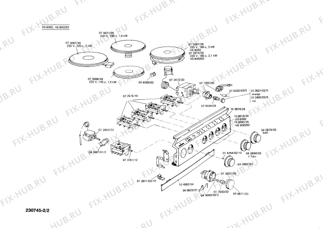 Взрыв-схема плиты (духовки) Siemens HS600252 - Схема узла 02