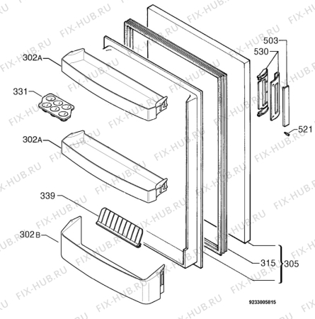 Взрыв-схема холодильника Electrolux ERM1670 - Схема узла Door 003