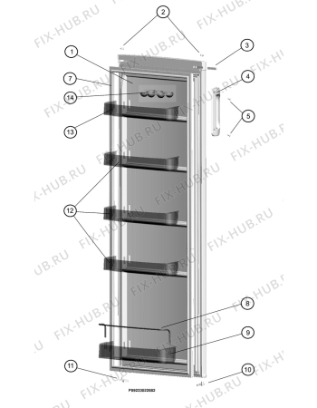 Взрыв-схема холодильника Electrolux ERC26292W - Схема узла Door 003