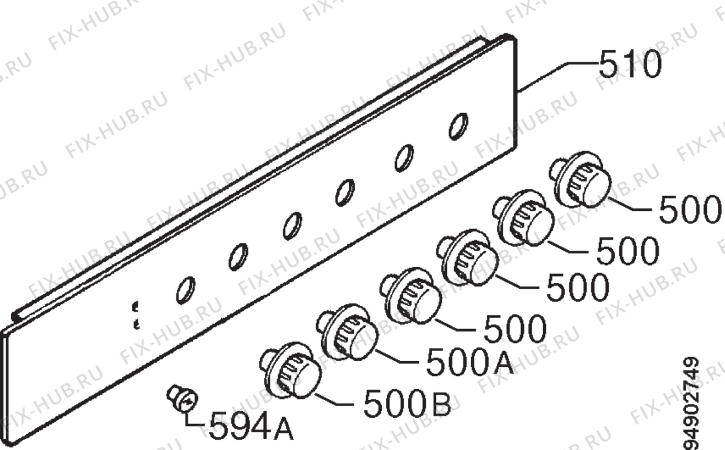 Взрыв-схема плиты (духовки) Zanussi ZHN723IW - Схема узла Command panel 037