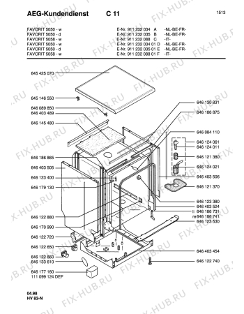 Взрыв-схема посудомоечной машины Aeg FAV5050-WML - Схема узла Housing 001