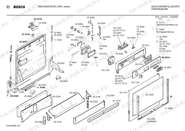 Схема №3 SMU4052US с изображением Панель для посудомойки Bosch 00283810