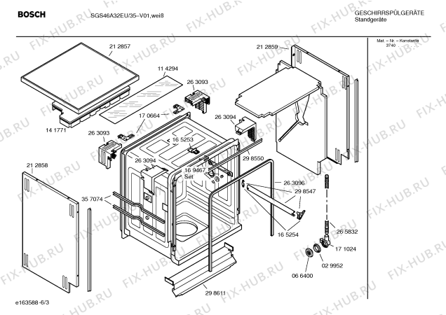 Взрыв-схема посудомоечной машины Bosch SGS46A32EU Lounge - Схема узла 03