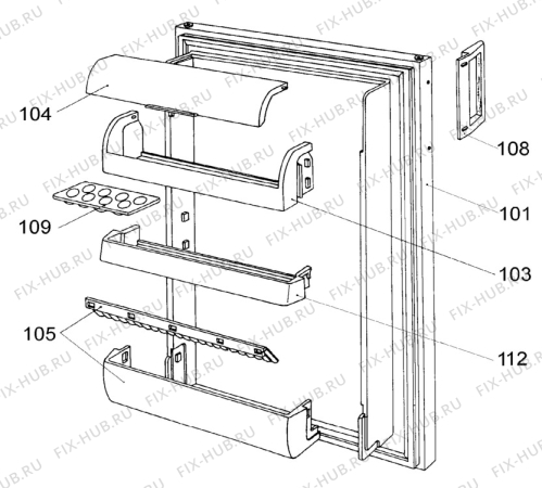 Взрыв-схема холодильника Kelvinator KR250 - Схема узла Door 003