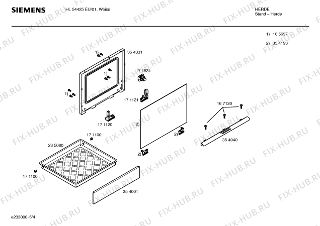 Схема №5 HL53425EU с изображением Стеклокерамика для духового шкафа Siemens 00235150
