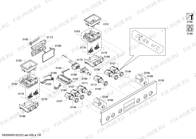 Схема №4 HEA33U320 с изображением Ручка переключателя для плиты (духовки) Bosch 00613940