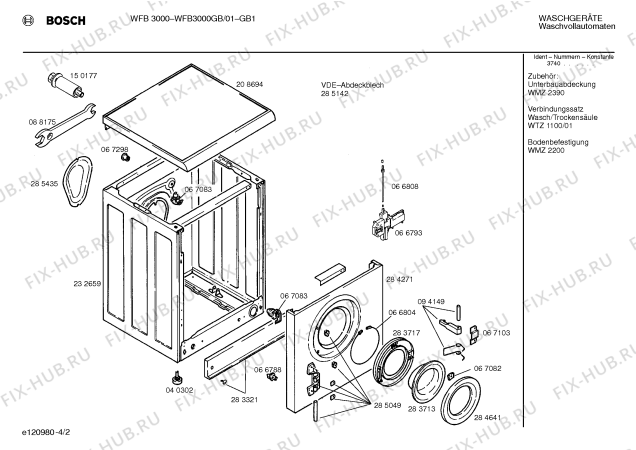 Схема №1 WM22000GB с изображением Фронтальное колено для стиральной машины Bosch 00232866