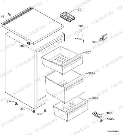 Взрыв-схема холодильника Zanussi ZFT610X - Схема узла Housing 001