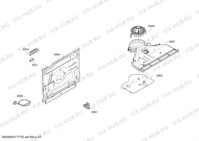 Взрыв-схема плиты (духовки) Siemens HR423514E - Схема узла 03